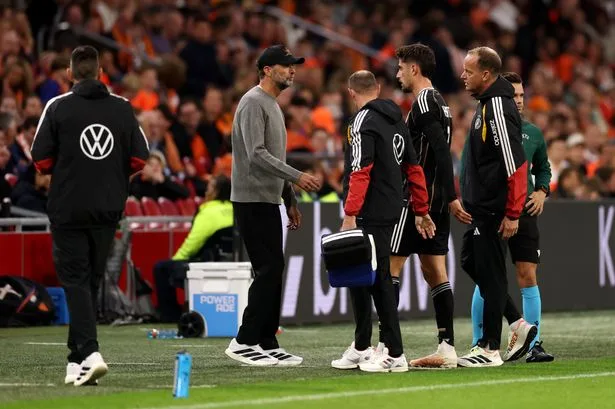 Kai Havertz dell'Arsenal si infortuna durante la partita della Germania contro i Paesi Bassi