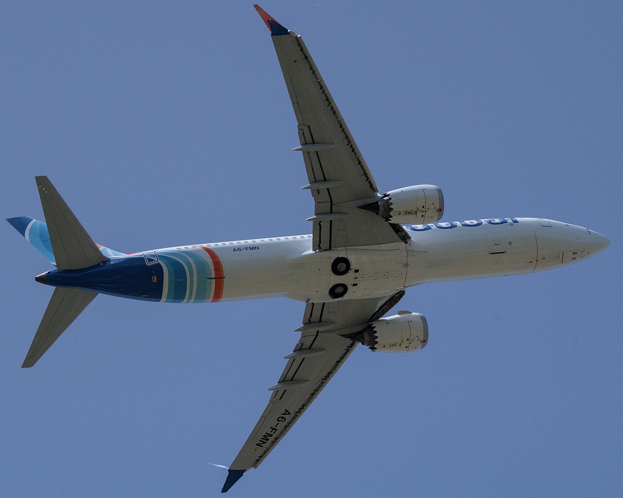 Flydubai Boeing 737 MAX 8 tijdens de vlucht