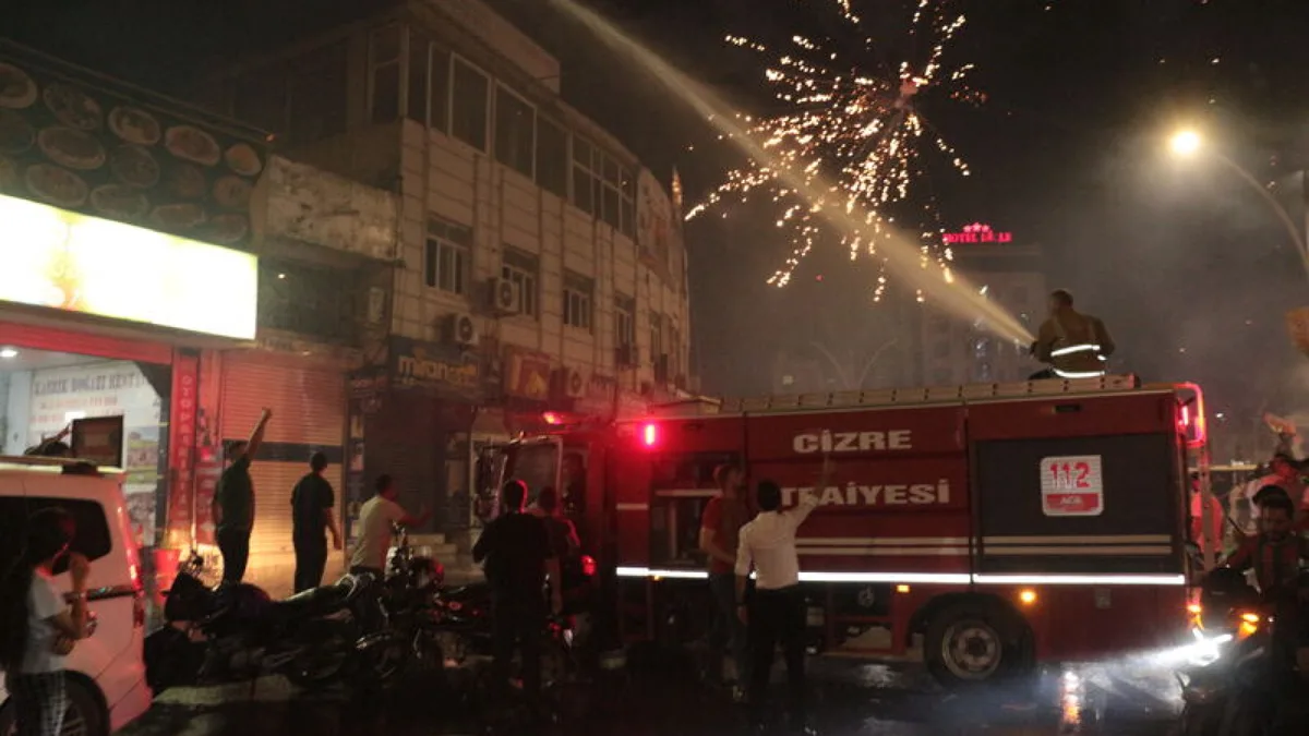 Football Celebration Fireworks Cause Fires, Injure Firefighter in Cizre
