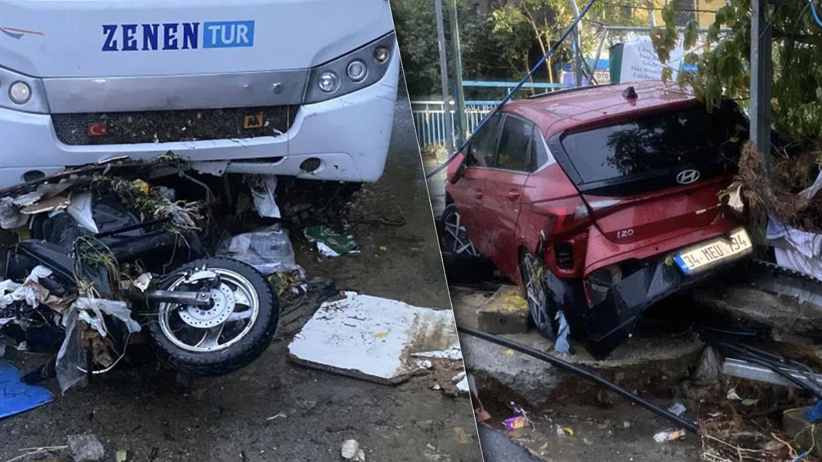 Le inondazioni danneggiano negozi e travolgono auto ad Ayazağa