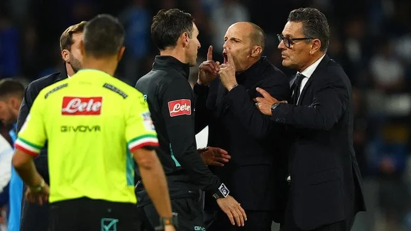 L’allenatore del Napoli Massimiliano Allegri squalificato per due partite dopo il match con la Roma