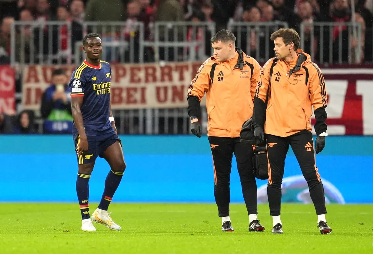 Bukayo Saka quitte le match d’Arsenal contre le Bayern Munich après dix minutes