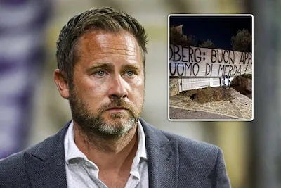 L’amministratore delegato della Sampdoria Jesper Fredberg preso di mira con letame e uno striscione offensivo