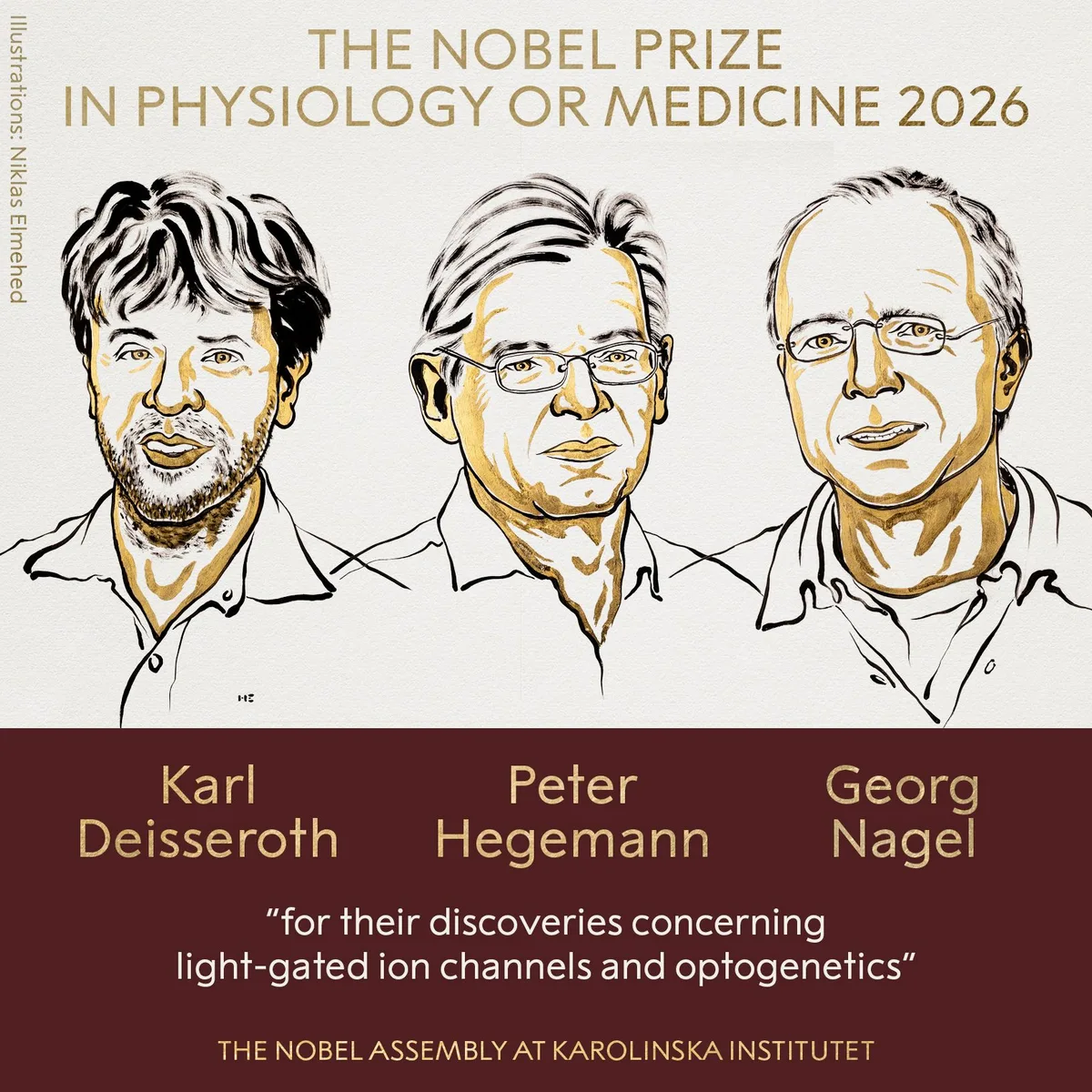 Premio Nobel per la Medicina 2026 assegnato a Karl Deisseroth, Peter Hegemann e Georg Nagel per la ricerca in optogenetica