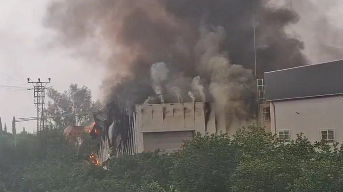 Brand bricht in Tabakverarbeitungsbetrieb in Tarsus, Mersin, aus